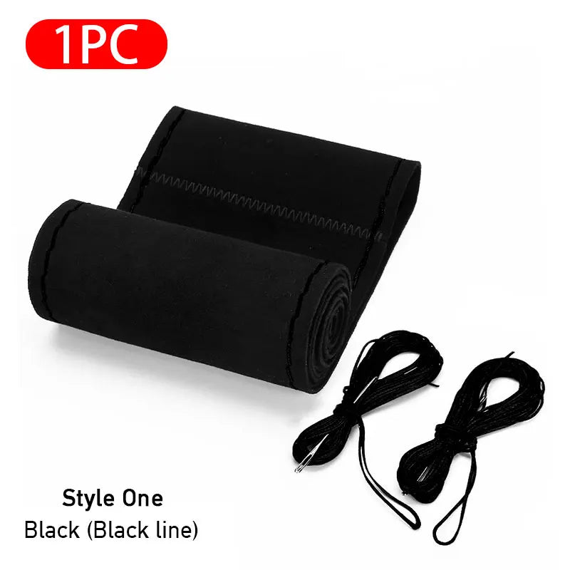 Fur Steering Wheel Cover For Car Universal 38cm Braided Car Steering Wheel Protection Cover Leather Anti Slip Interior Parts