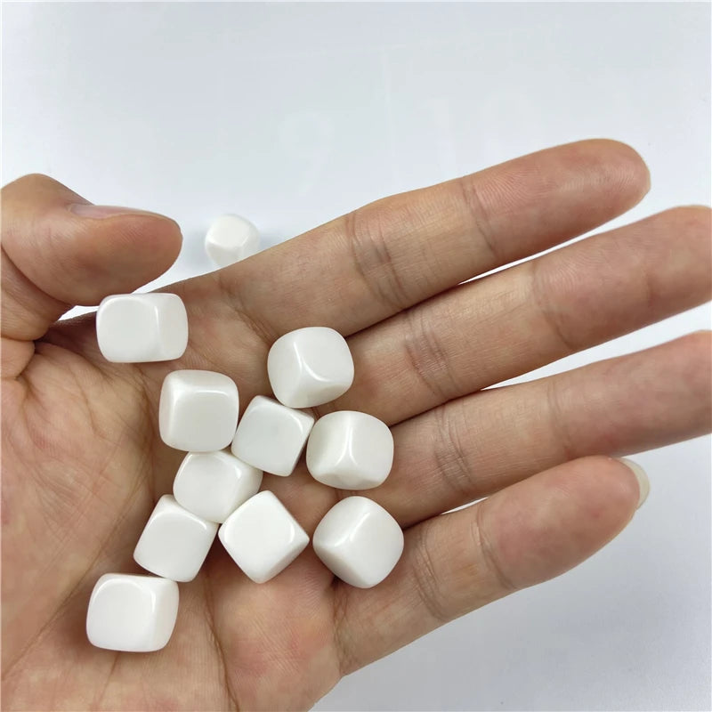 10pcs White 10/12/14/16/18/20mm Blank Dice Acrylic Rounded Corner D6 Blank RPG Dice Can Write DIY Carving Dice