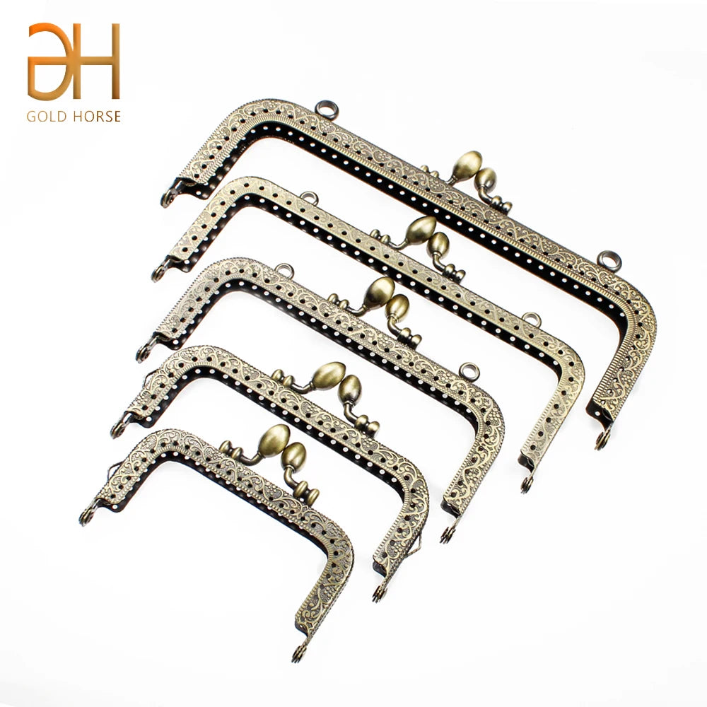 5Pcs 8.5/10.5/12.5/15/18CM Rectangle Metal Flower Buds Kiss Clasp Lock For Purse Replacement Clutch Bag DIY Accessories