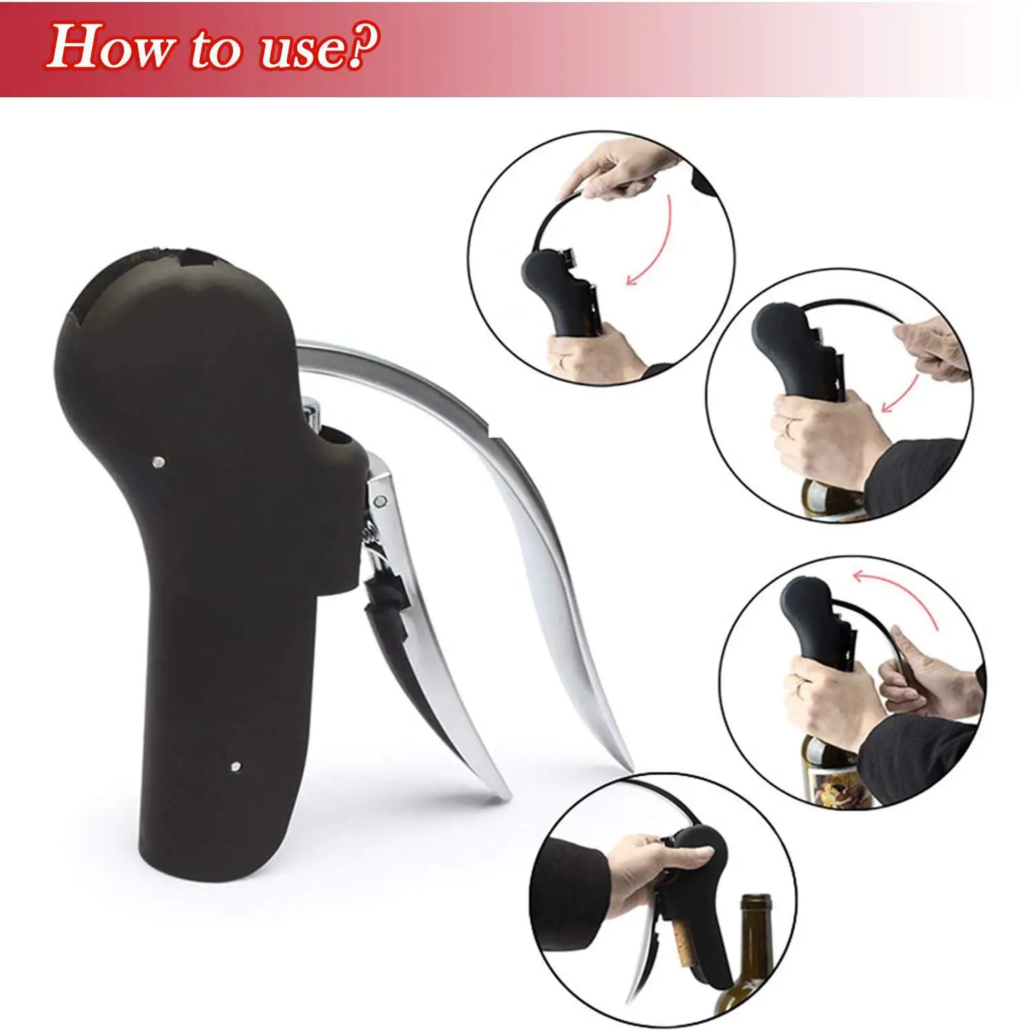 Wine Bottle Opener Vertical Lever Corkscrew Manual Handheld Corkscrew with Ergonomic Lever Pump for Home&Wine Brewing Bar Tools