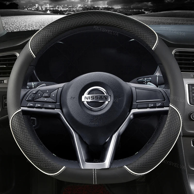 Car Steering Wheel Cover D Type PU Leather For Nissan X-trail Qashqai Rogue Sport Rogue 2017 2018 2019 2020 2021 Altima Versa