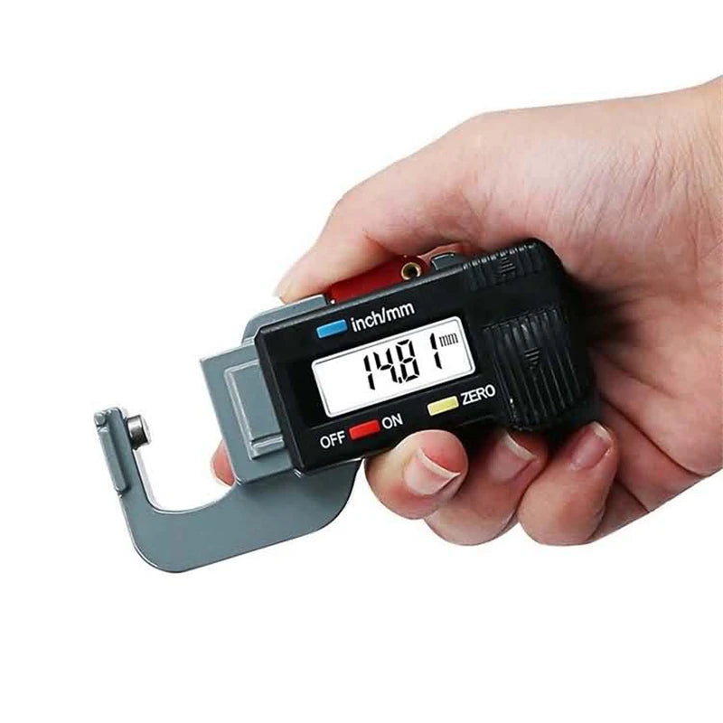 Digital LCD Thickness Gauge Micrometer 0-12.7mm X 25mm X 0.01mm Horizontal Measurement Tool for Paper Rubber Fabric Width