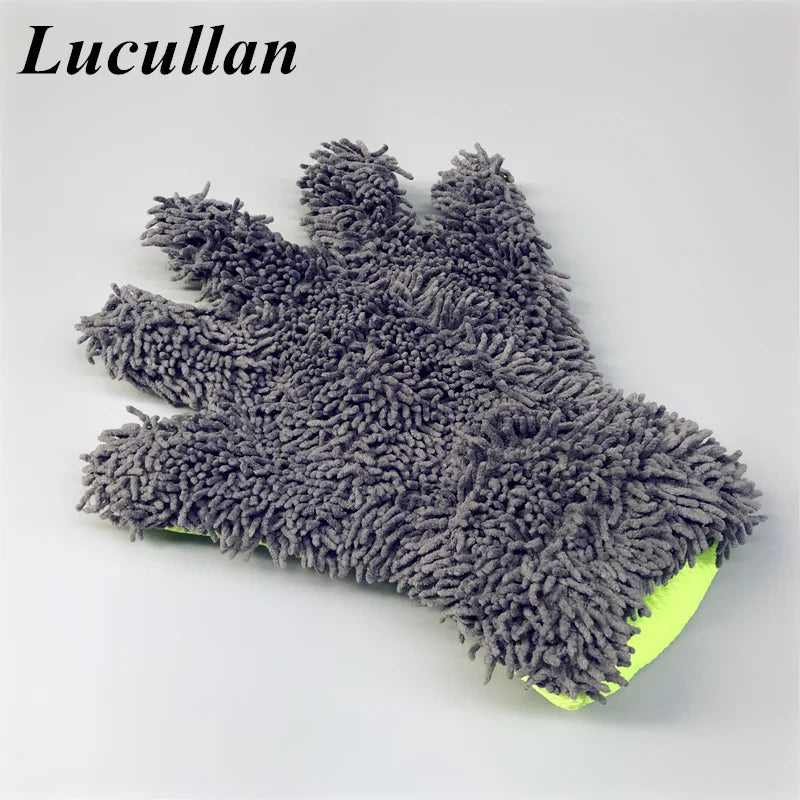 Lucullan Detailer's Preference Chenille Paws Mitt Double Sided Microfiber Interior & Exterior Auto Detailing Cleaning Glove