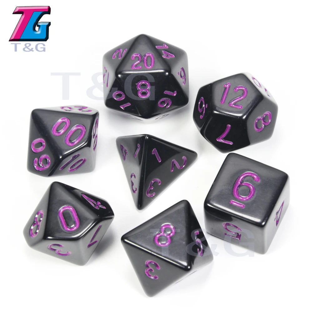 Wholesales 7pc/lot Dice Set Polyhedral D4,D6,D8,D10,D10%,D12,D20 Colorful Accessories for Board Game,DNDGame, RPG 25 Colors