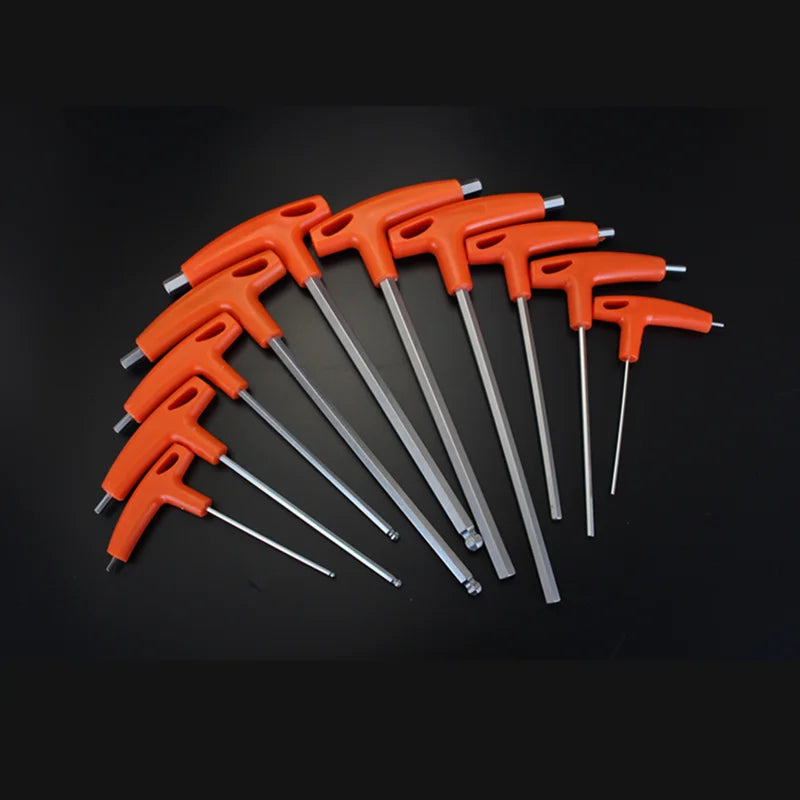 2/2.5/3/4/5/6/8/10mm Flat/Ball Head Hex Key Allen Wrench Hand Tool T-Handle Hex Key Wrench Ball End Allen Hex Key Wrench Spanner