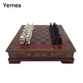 Retro Collection Chess 26cm/10.24inch Terracotta Warriors Chess Wood Carving Resin Chessman Birthday Various holiday gifts