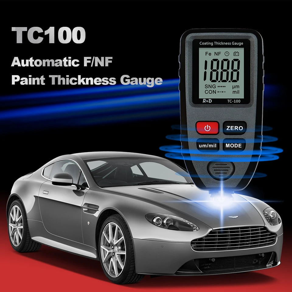 R&D TC100 Thickness Meter Car Paint Film Thickness Tester Measuring FE/NFE Two Manual Automotive Paint Instrument Multi Color