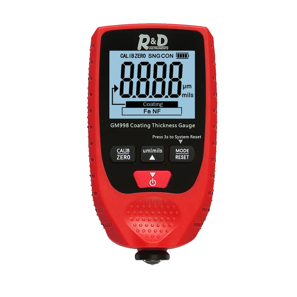 R&D GM998 Film Thickness gauge Car Paint Tester Coating Thickness Gauge Auto Fe&NF paint tester with Backlight