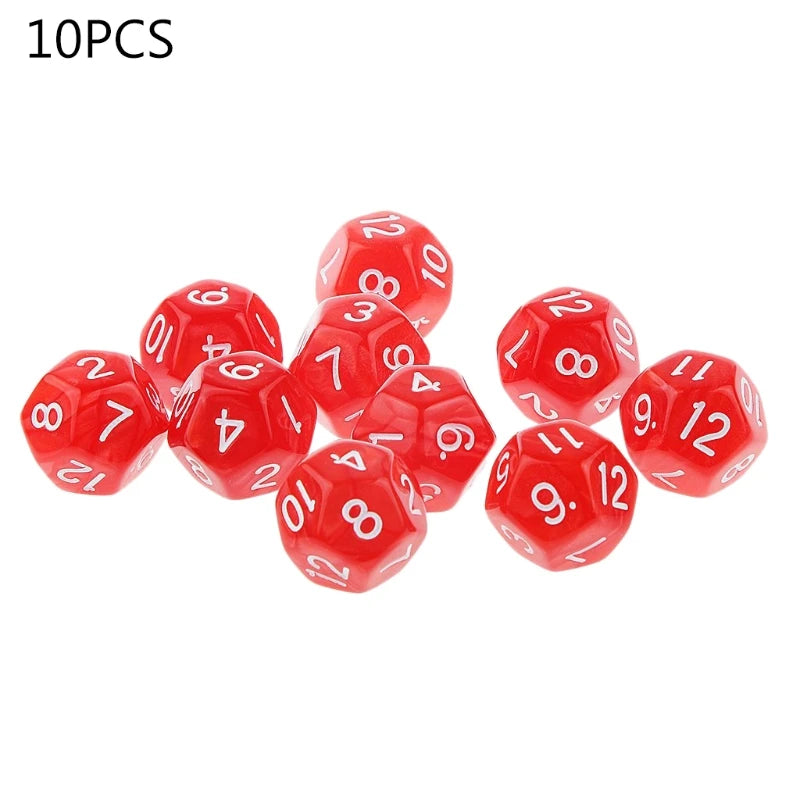 10pcs 12 Sided Dice D12 Polyhedral Dice Family Party RPG Board Game Accessories