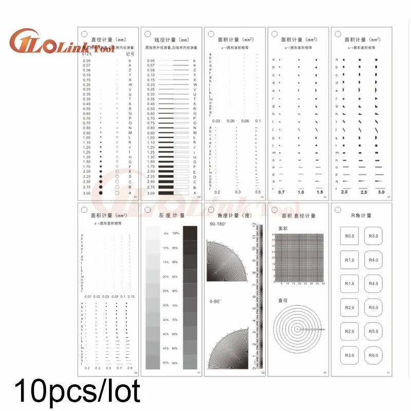 1sets Gauge Point Gauge Transparent Film Stain Card Comparison Card Stain Crack Contrast PET Dot Line Surface Quality Inspection