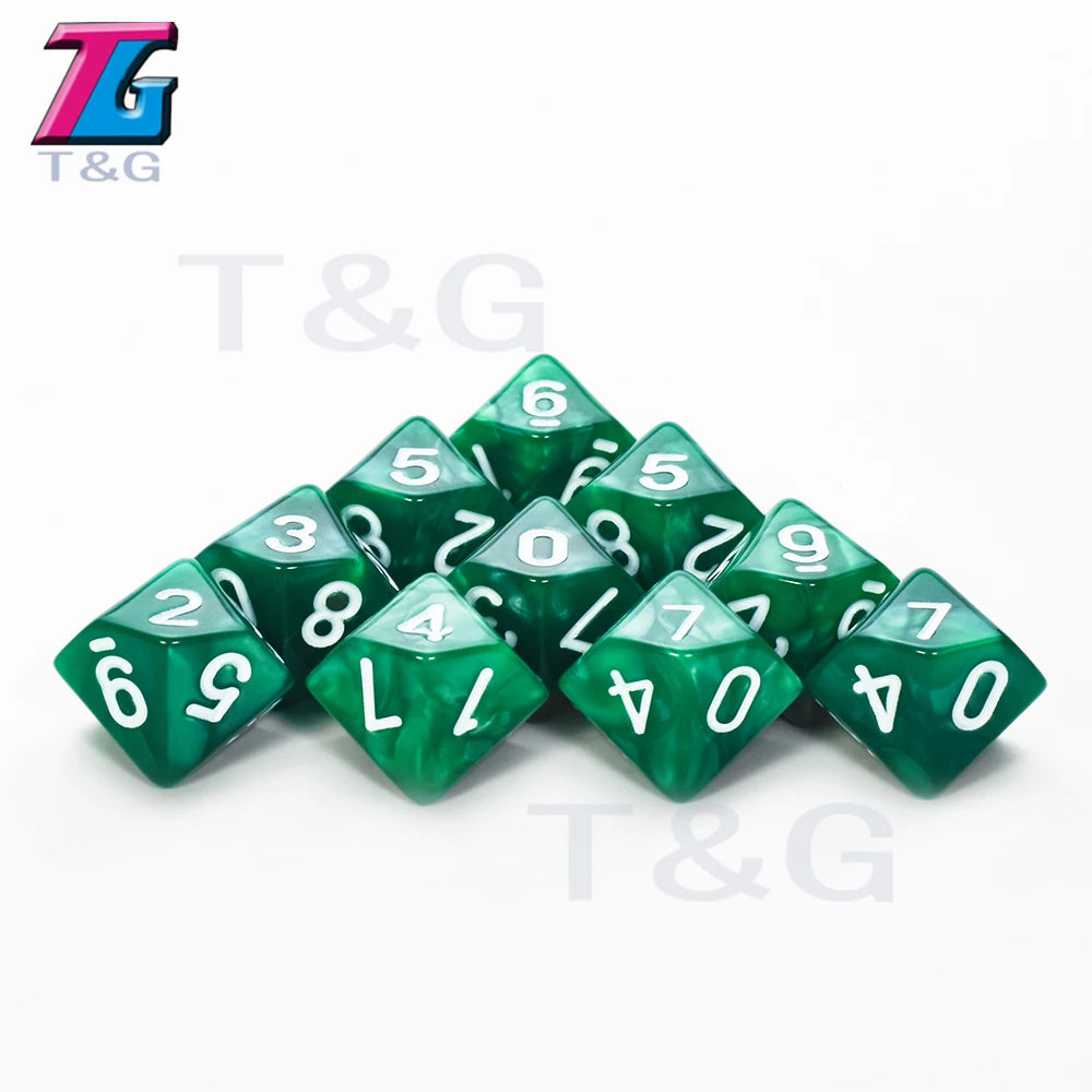D10 Polyhedral Side Dice DND Games for Marble Transparent 10Pcs/Set for Funny Party Board Game