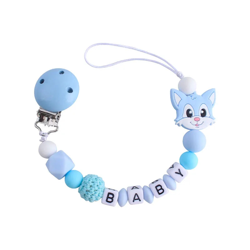 Custom Free personalized Name baby pacifier holder chain Handmade silicone crown safe teether Newborn Chew Gift