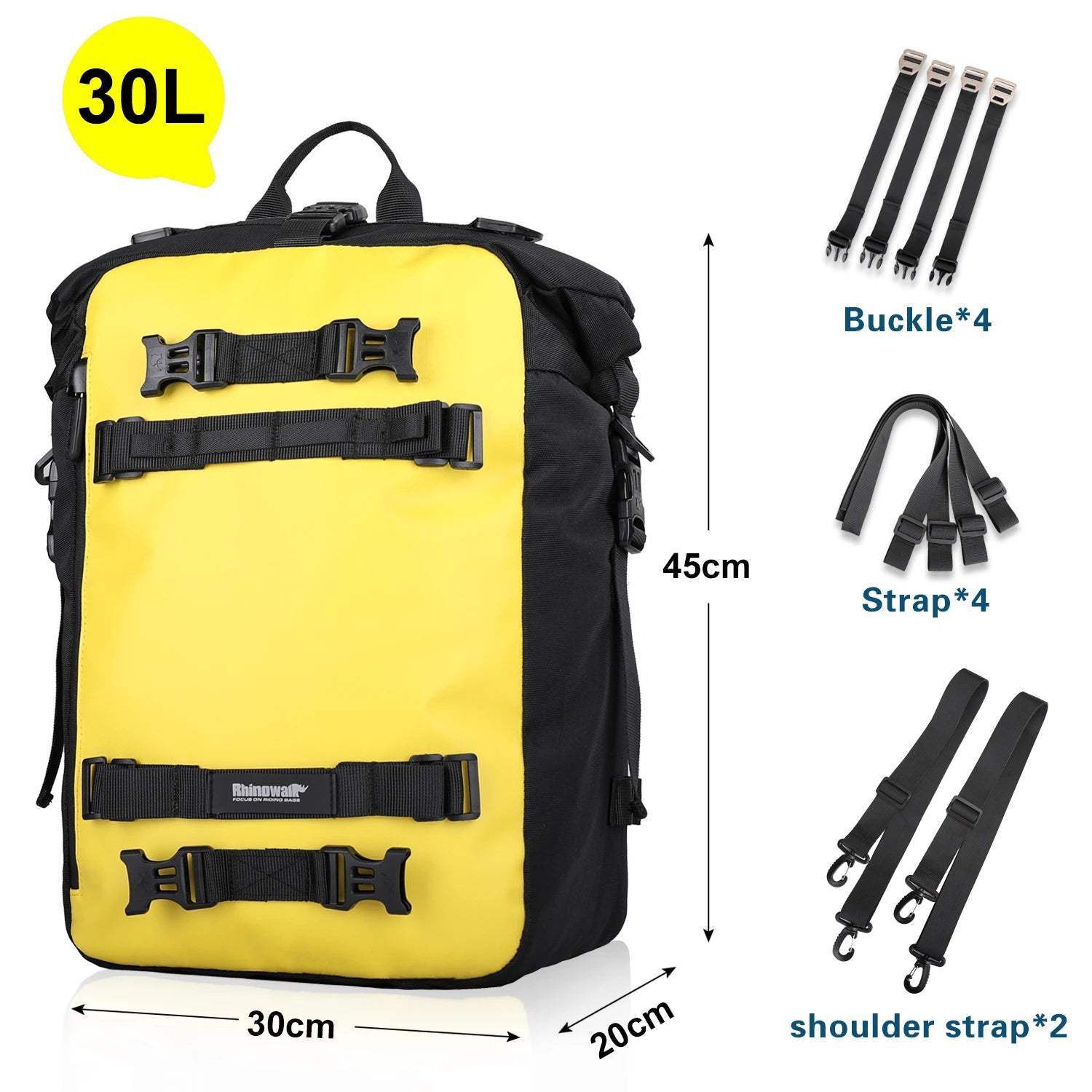 Rhinowalk Motorcycle Rear Seat Bag 10L/20L/30L Waterproof Motocross Luggage Pack Multi-Function Tail Bag with Raincover