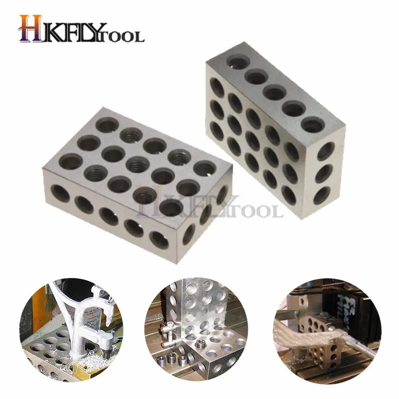 2pcs/set 25-50-75mm Hardened Steel Blocks 0.005" Precision Matched Machinist 123 Milling Tool 23 Holes 1-2-3" block gauge