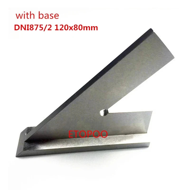 DNI875/2 100*70mm 120*80mm 200mm 45 Degree Square Ruler with Wide Base Steel 45 Degree Industrial Try Machinist Square with Base