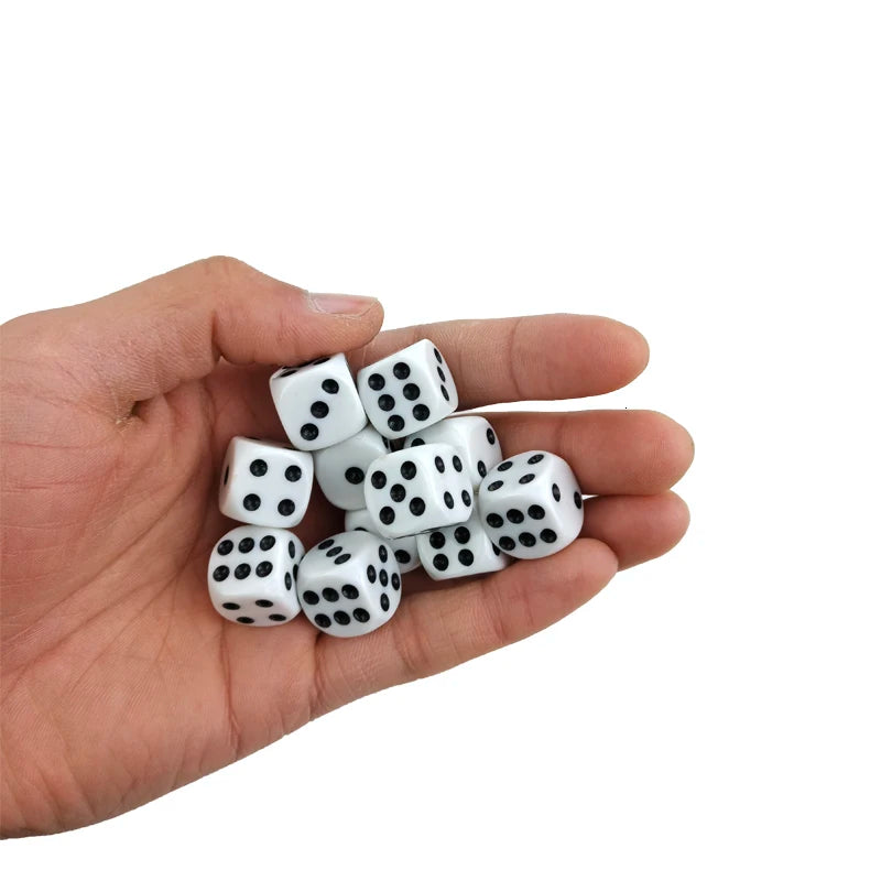 New 50/100/200 Pcs/Lot 16mm Dice Set White Black Point Drinking Dice Acrylic White Round Corner D6 Points Dice Club Party