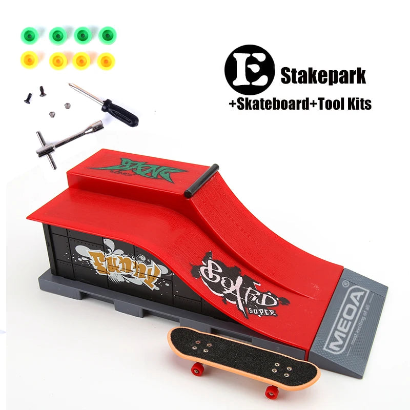 10 In 1 Finger Skateboards DIY Skate Park Ramp Parts Tech Deck Scene Venue Combination Set For Children Indoor Home Toys