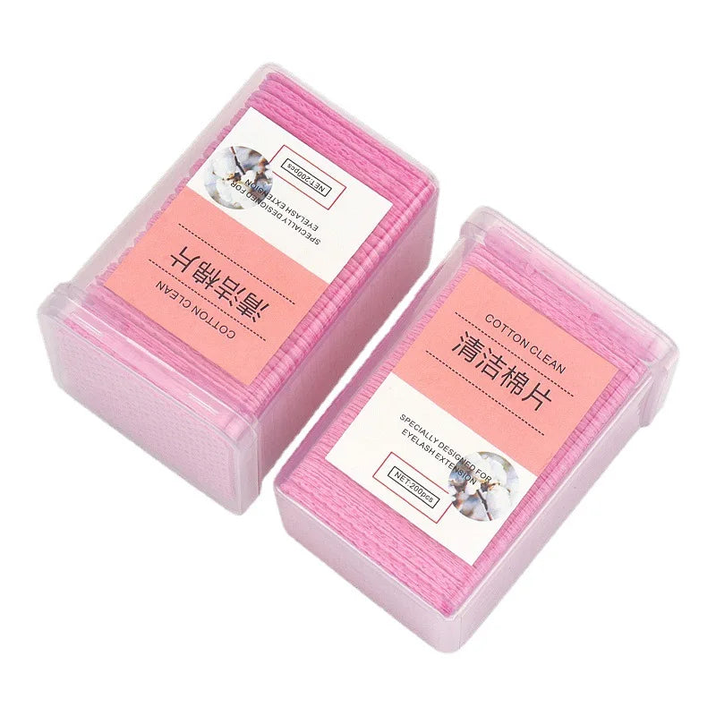 200pcs Wipes Paper Cotton Eyelash Glue Remover Nail Wipes Glue Bottle Prevent Clogging Glue Cleaner Pads Lash Extension Removal