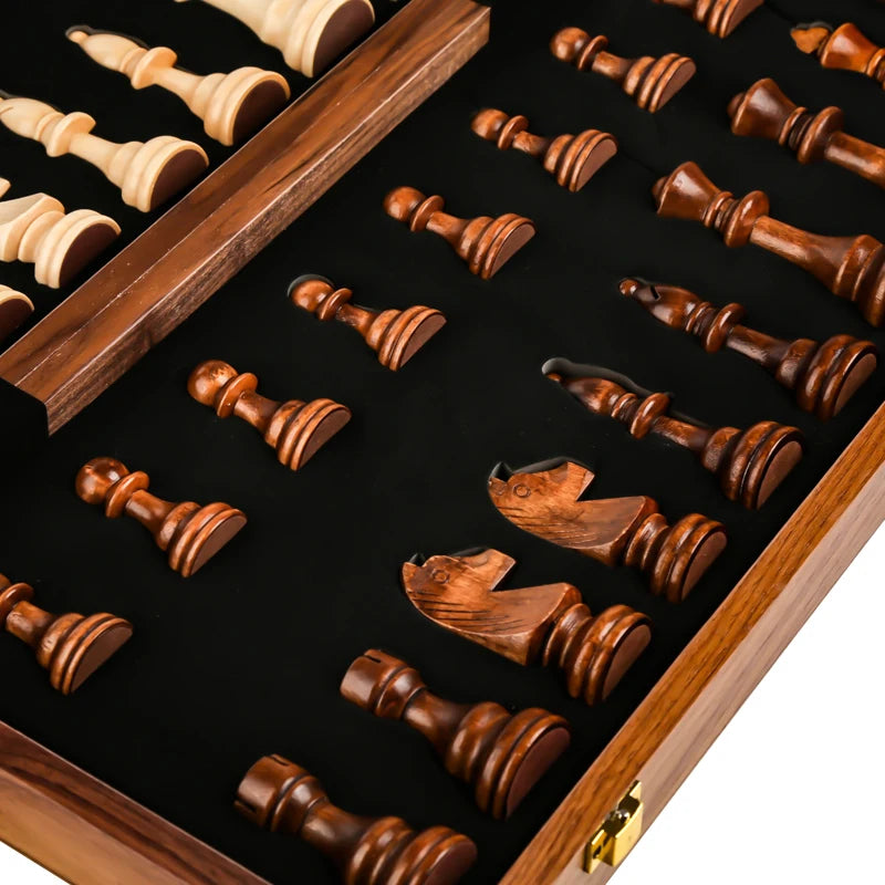 Chess Set Grade Wooden Folding Big 39*39cm Traditional Classic Handwork Solid Wood Pieces Chessboard Gift Board Game