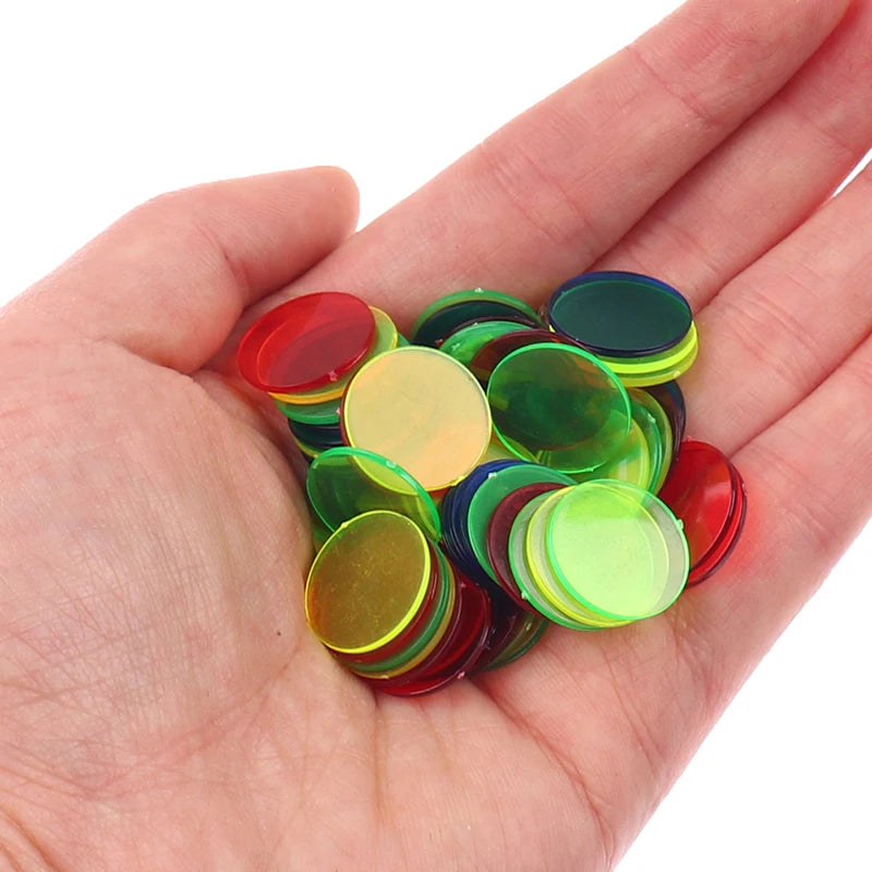 100/50pcs Montessori Education Math Toys Learning Resources Color Bingo Chip Supply 15mm