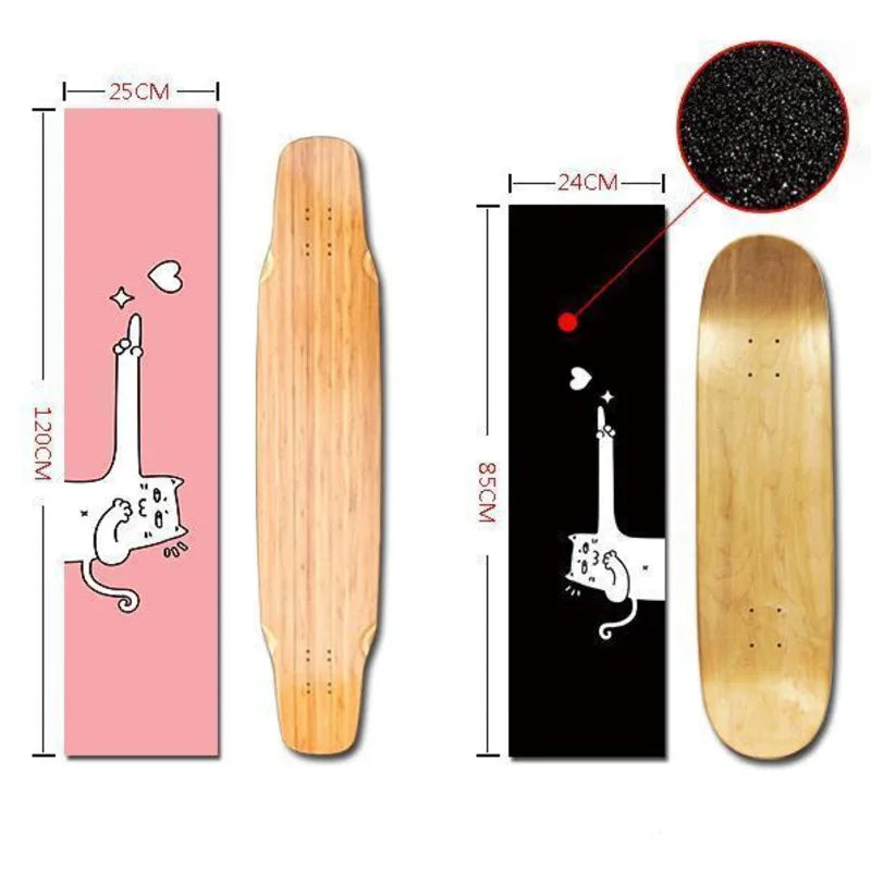 120X25cm Digital Spray Emery Skateboard Sandpaper Double Rocker Long Board Dance Board Scooter Fish Board Deck Sticker Griptape