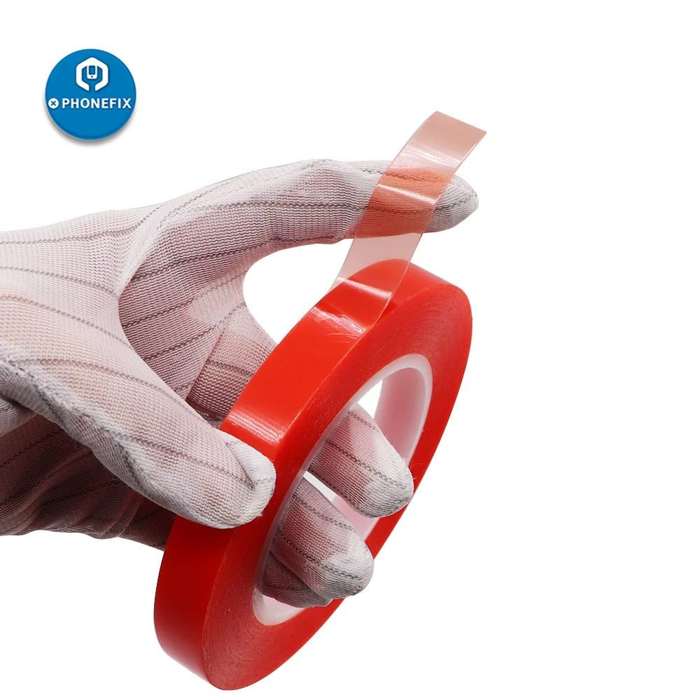Double Sided Adhesive Tape 2/4/6/8/10/12/20mm x 25M Acrylic PET Red Film Clear Adhesive Tape for Cell Phone Touch Screen Repair