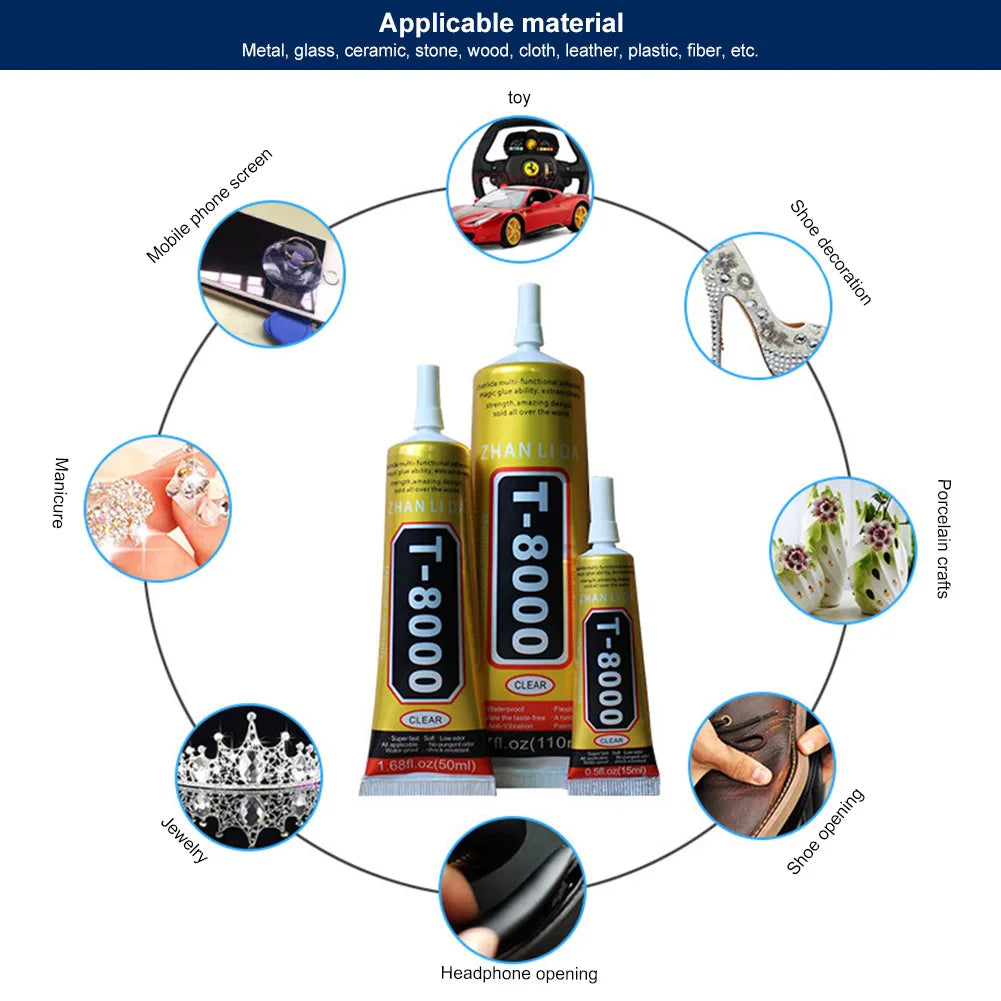 15ml T8000 Repair Liquid Glue Multi Purpose Glue Super Glue Drilling Glue For Mobile Phone Screen Repair Glue Epoxy Adhesive