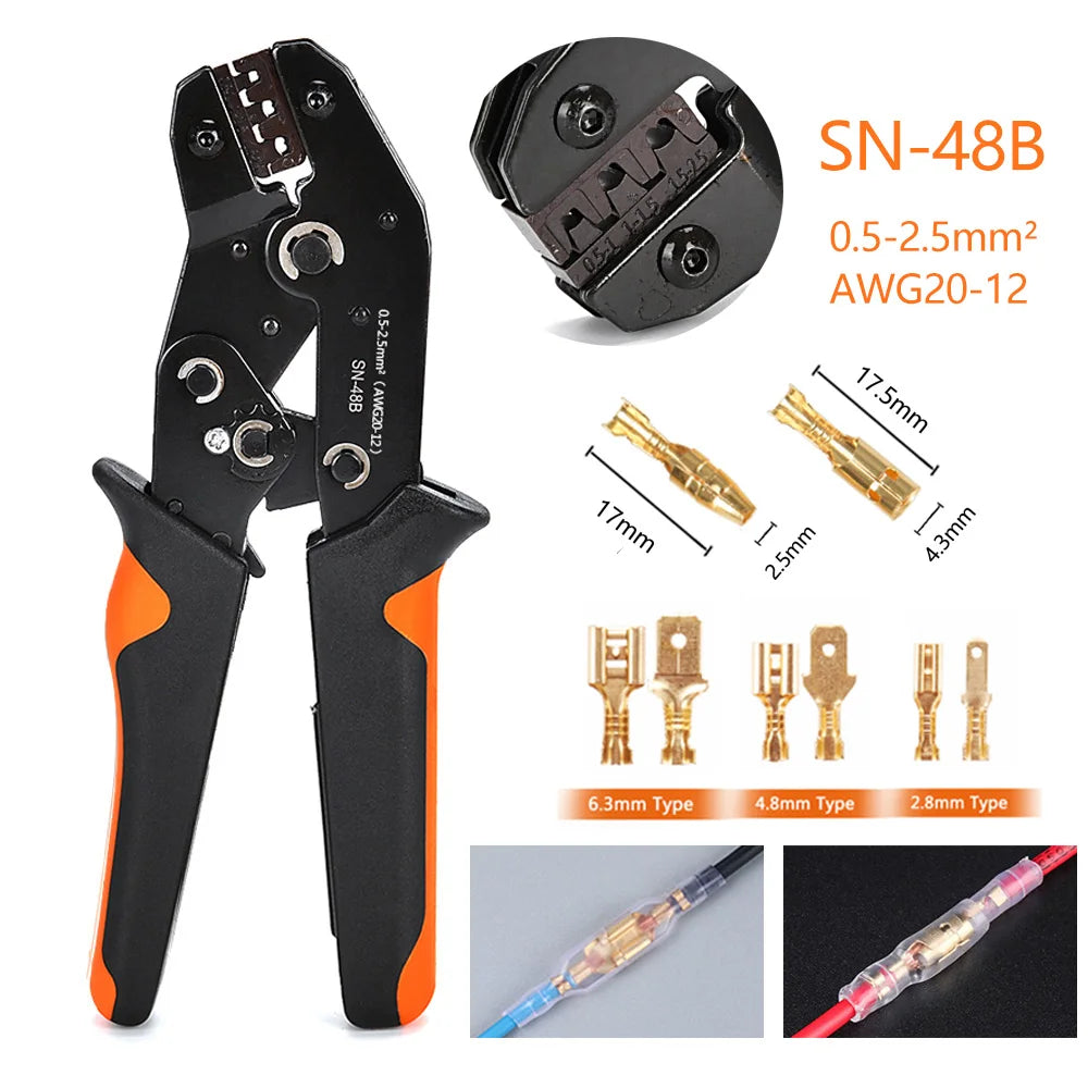 SN-48B crimping pliers flat receptacle set Ferrule crimping tool cable lugs set pliers wire crimp terminal crimping set