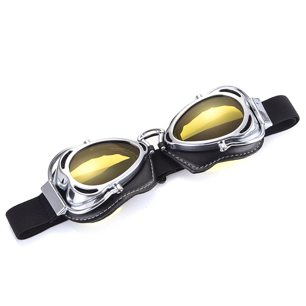 BJMOTO Motorcycle Helmet Steampunk Glasses Flying Goggles Vintage Pilot Biker Eyewear Goggle