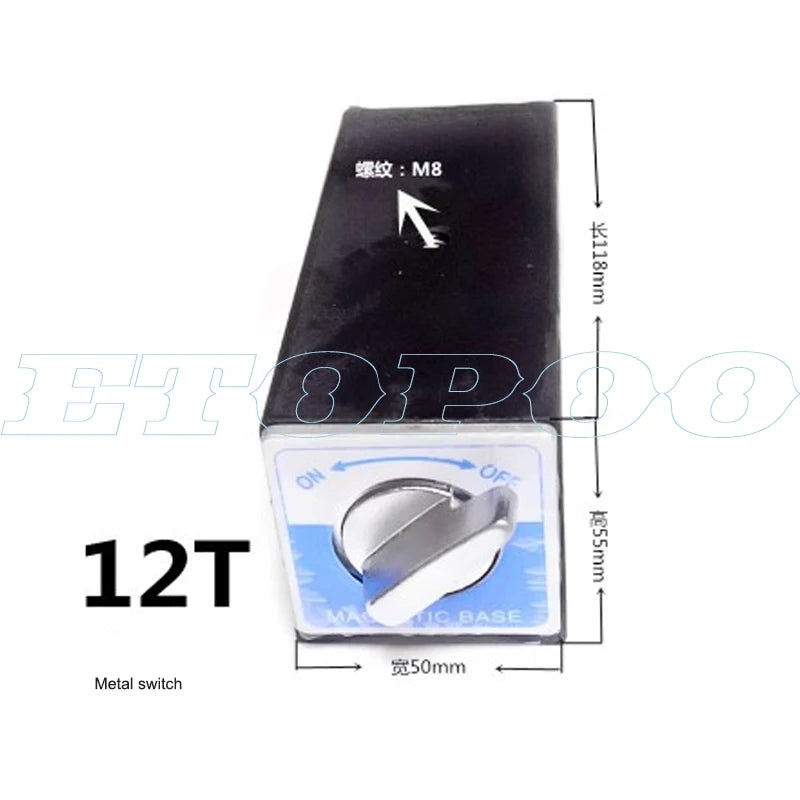 6T 8T 10T 12T V Type Power Magnetic Base Dial Indicator Stand Base Magnet Seat Table Wire Cutting Switch Magnetic Table Base