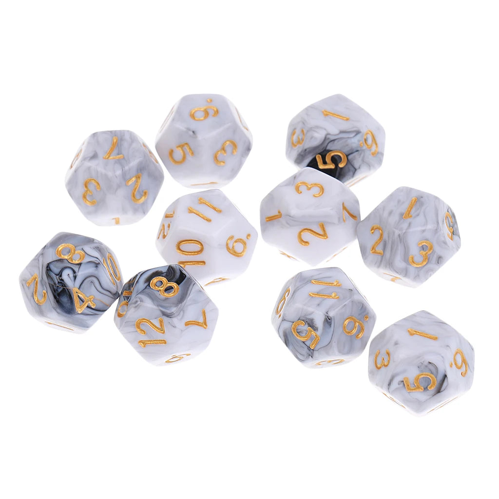 10pieces 12 Sided Dice Set D12 Polyhedral Dice for Dungeons and Dragons Party Table Games
