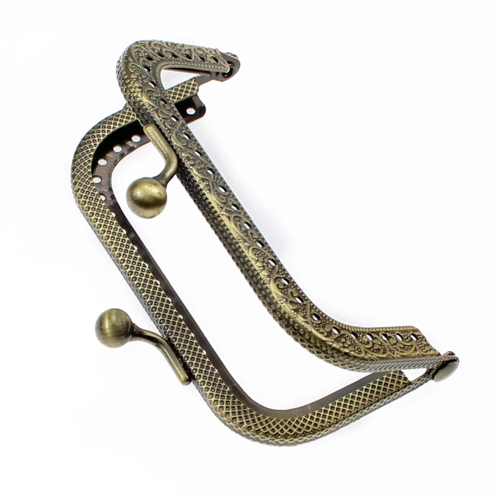 5Pcs 8.5/10.5/12.5/15/18/20.5CM Rectangle Embossing Alloy Metal Kiss Purse Frame Durable Bronze Sewing Clasp For Bag Purse