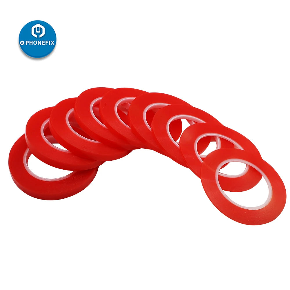 Double Sided Adhesive Tape 2/4/6/8/10/12/20mm x 25M Acrylic PET Red Film Clear Adhesive Tape for Cell Phone Touch Screen Repair
