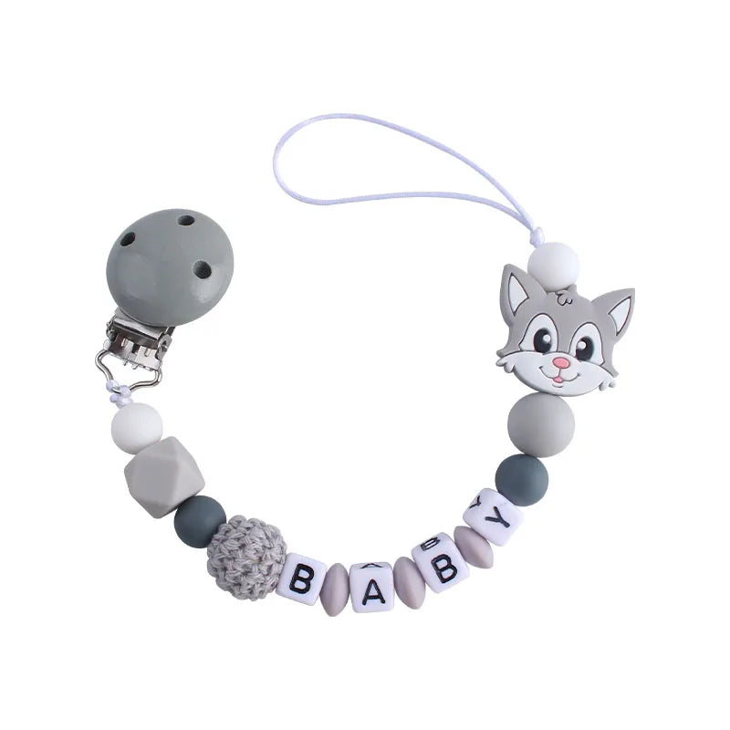 Baby Pacifier Clip Holder Free personalized name Food Silicone Teething With Newborn Gift Anti-drop Chain