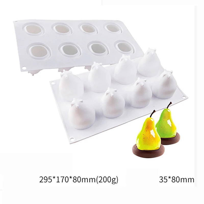 1pcs Pineapple Pear Peach Fruit Series Cake Silicone Mold Mango Orange Baking Mousse Mould Strawberry French Dessert Mousse Mold