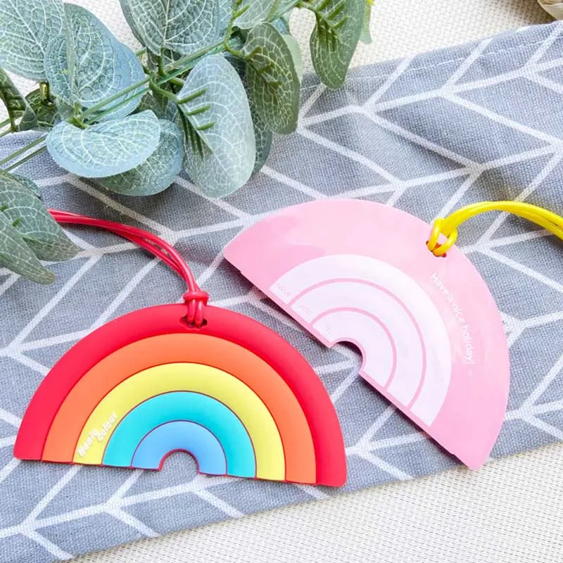 Newest Travel Accessories  Cute Rainbow Luggage Tag Silica Gel Suitcase ID Address Holder Baggage Boarding Tag Portable Label