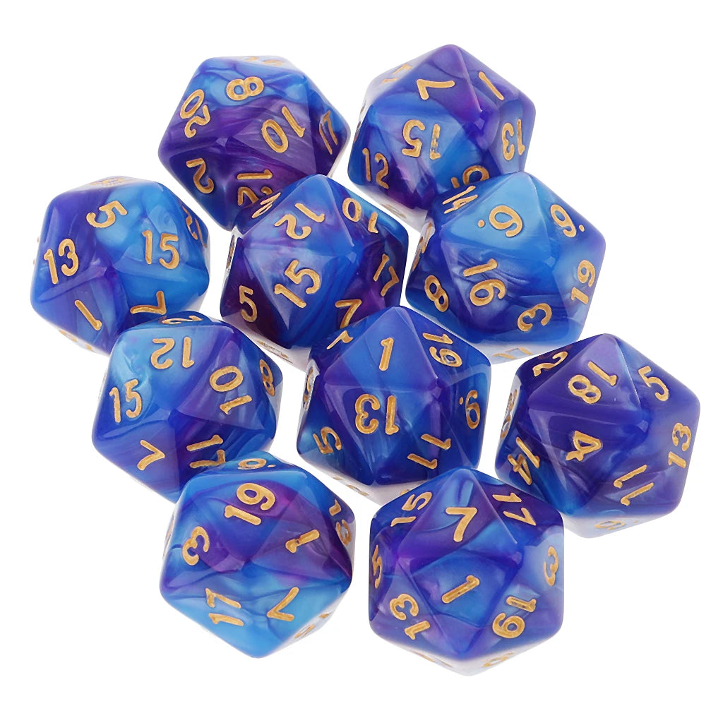 10pcs Polyhedral 20 Sided Dice D20 Dices RPG Dice Board Game Props Tabletop Gaming Supplies - Double Colors