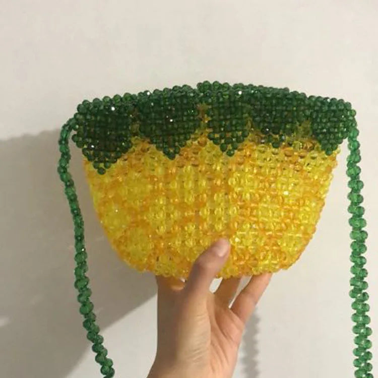 Luxury Pure Hand-woven Beaded Bucket Bag 2019 New Fashion Pearl Beaded Woven Shoulder Messenger Bag Handbags Women Family