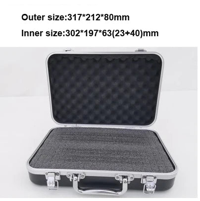 Portable Toolbox Plastic Aluminum Alloy Suitcase Impact Resistant Storage Box Safety Instrument Case with Sponge Lining
