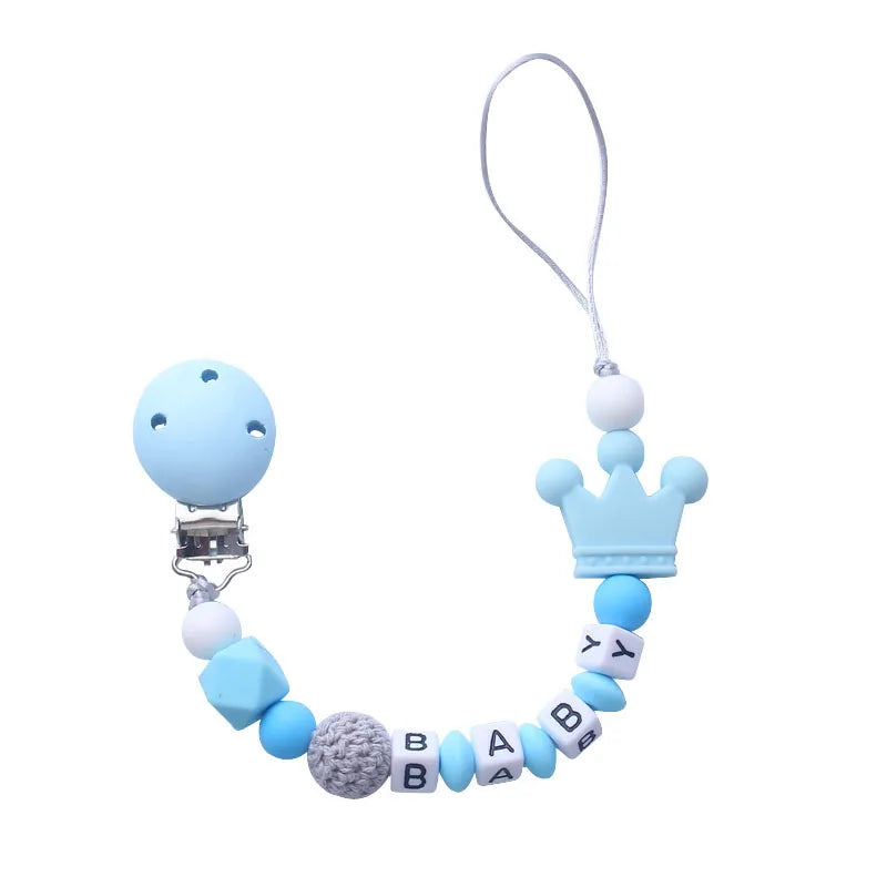 Baby Pacifier Clip Holder Free personalized name Food Silicone Teething With Newborn Gift Anti-drop Chain