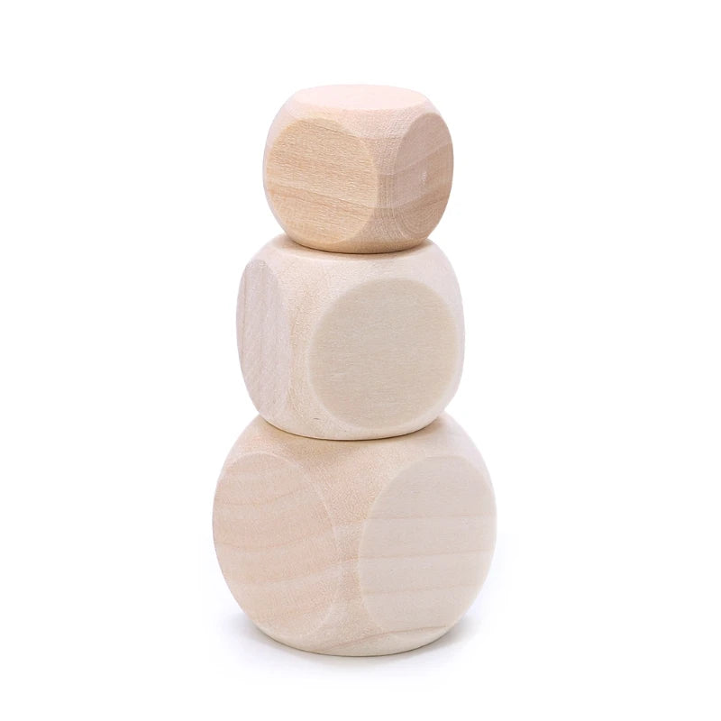 5Pcs Sided Blank Wood Dice Party Family DIY Games Printing Engraving Kid Toys