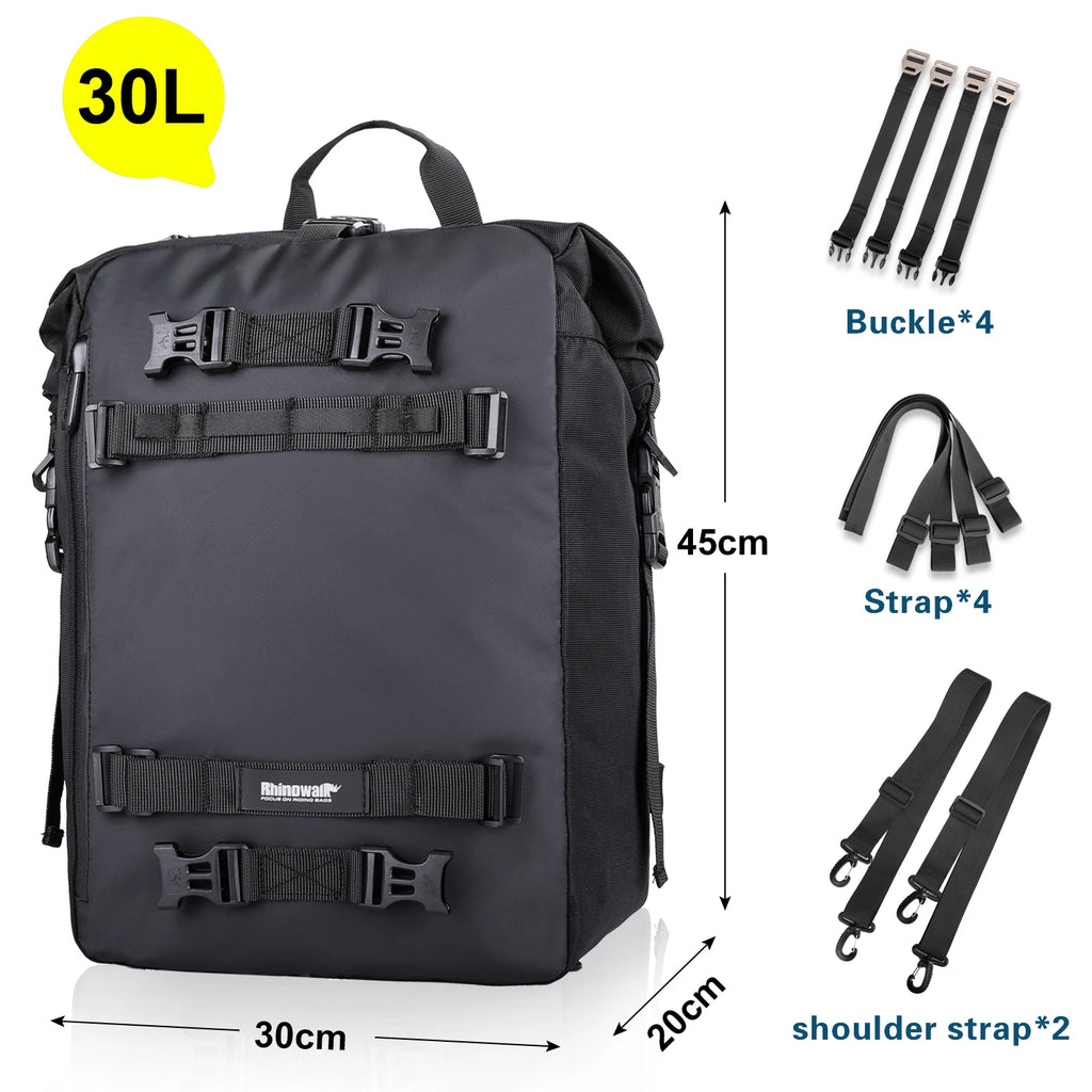Rhinowalk Motorcycle Rear Seat Bag 10L/20L/30L Waterproof Motocross Luggage Pack Multi-Function Tail Bag with Raincover
