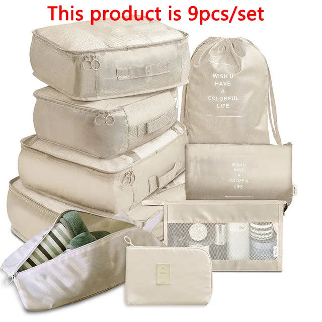 6/8/9pcs/Set Travel Organizer Storage Bags Suitcase Packing Set Storage Cases Luggage Organizer Clothes Bra Shoe Tidy Pouch Bag