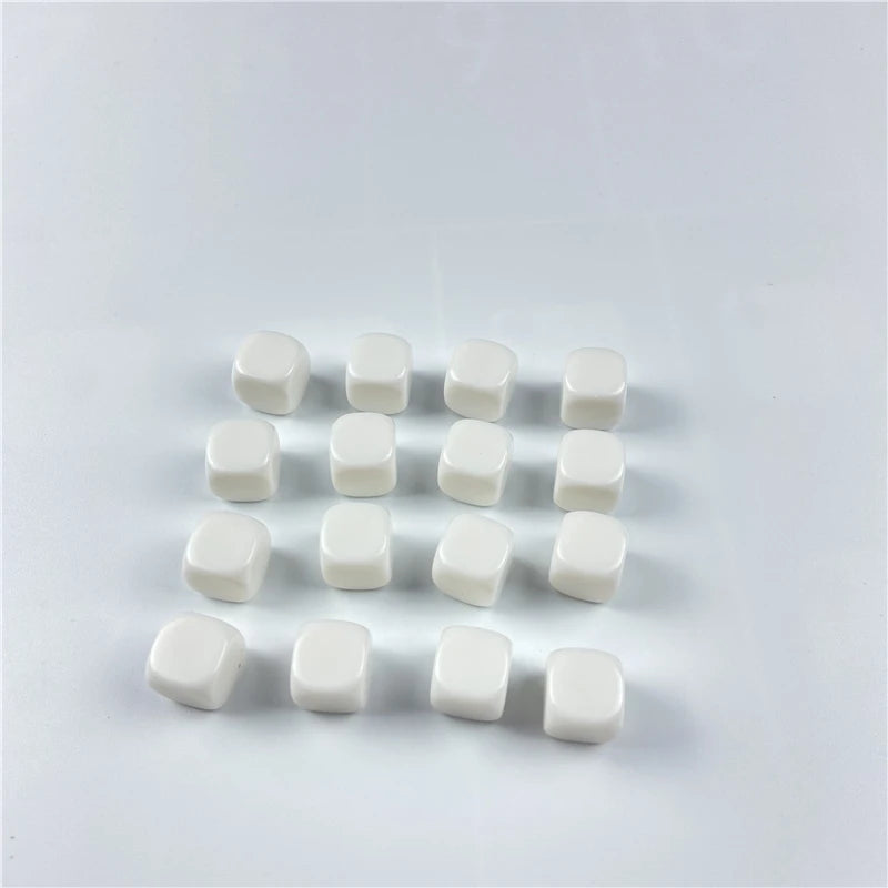 10pcs White 10/12/14/16/18/20mm Blank Dice Acrylic Rounded Corner D6 Blank RPG Dice Can Write DIY Carving Dice