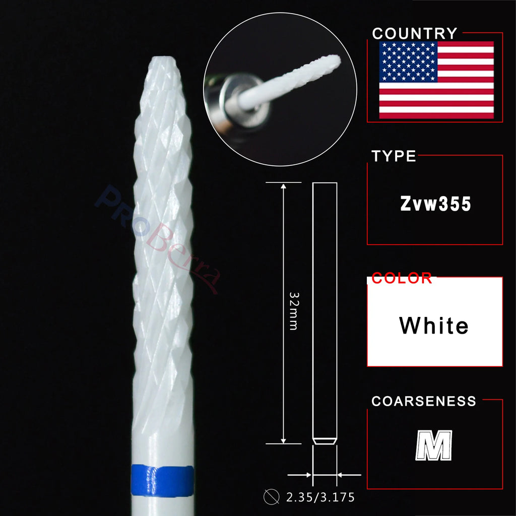RolinStar Ceramic Cuticle Clean Cutter edge dead skin  Manicure Pedicure milling Accessories Burr remove Nail drill bit