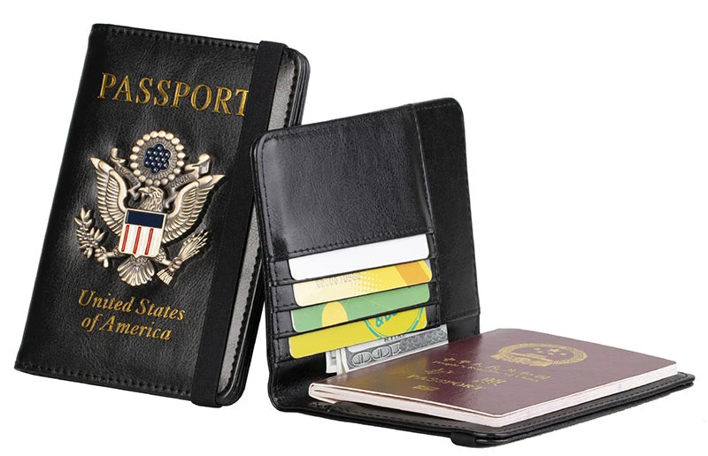 VM FASHION KISS USA RFID Passport Covers Holder Women Men Lettering Business ID Bank Card Storage Purse Case Travel Accessories