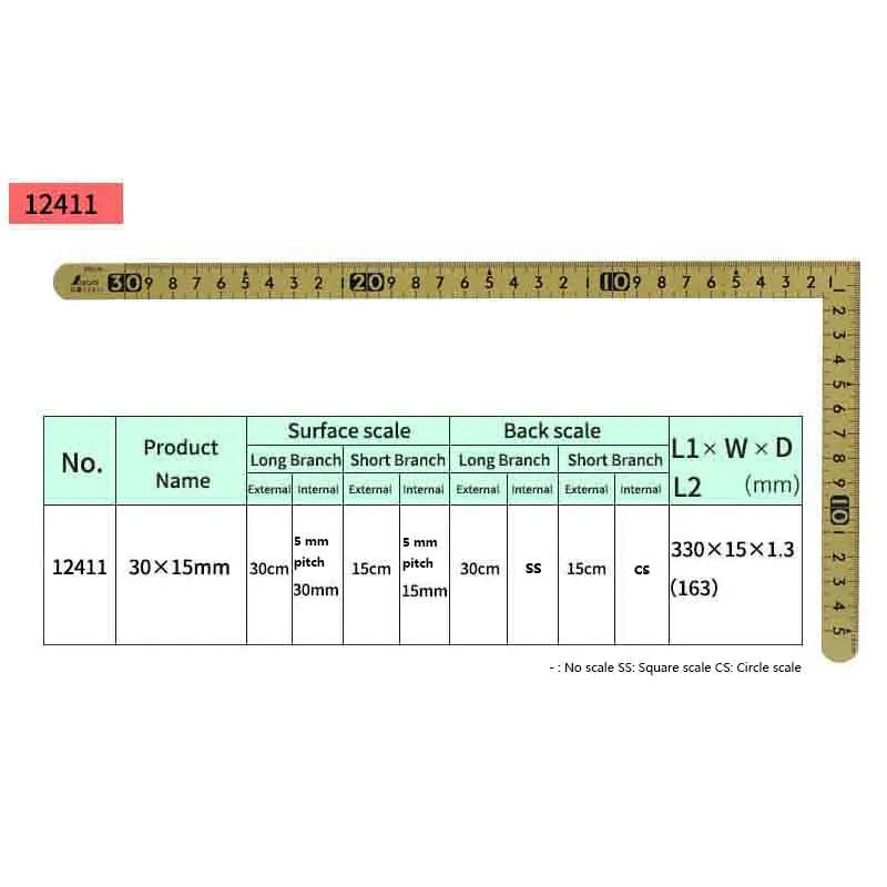 Penguin SHINWA Carpenter's Squares Curve Ruler 30*15cm Reverse Angle Scale 12400 12416 12411 12476