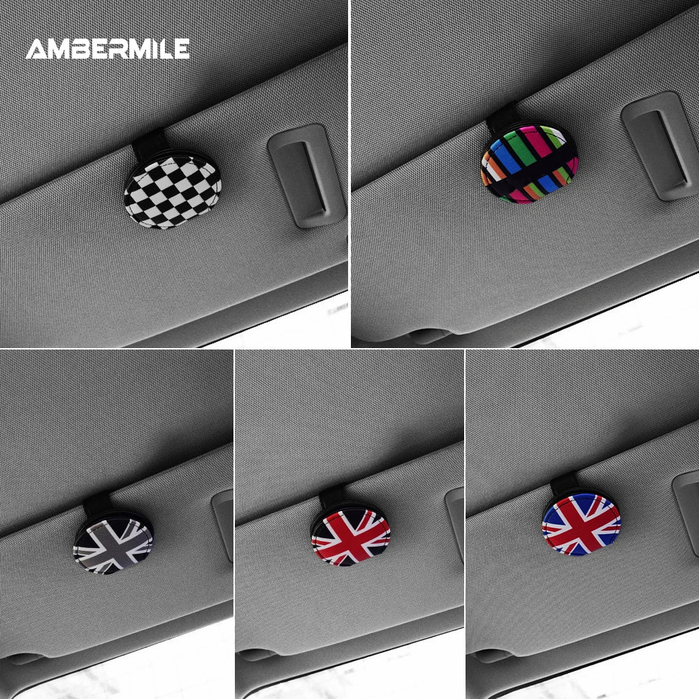 AMBERMILE for Mini Cooper F54 F55 F56 F60 R55 R53 R56 R60 R59 Universal Car Glasses Case Sunglasses Holder Storage Portable Clip