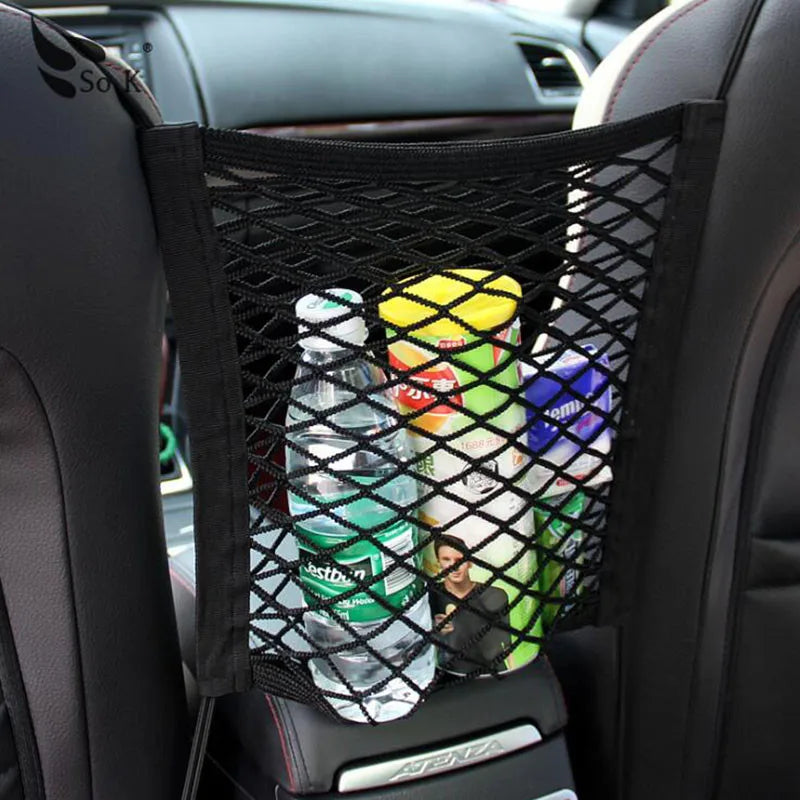 Car Interior Trunk Seat Back Elastic Mesh Net Car Styling Storage Bag Pocket Cage  Grid Pocket Holder Car Accessories Trun