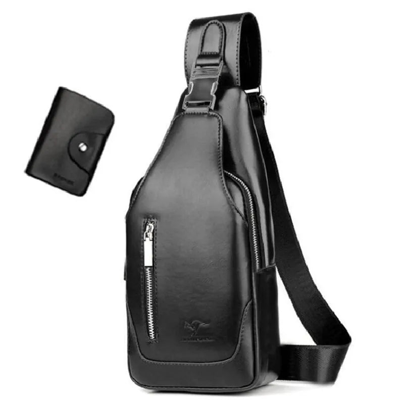 Design UBS Soft Leather Men Chest Bag Anti Theft Mens Shoulder Bags Casual Sports Travel Messenger Bags Man Business Bag Purses